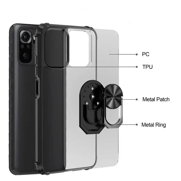 Xiaomi Poco M5S - Kılıf Yüzüklü Arkası Şeffaf Koruyucu Mola Kapak - Resim 7