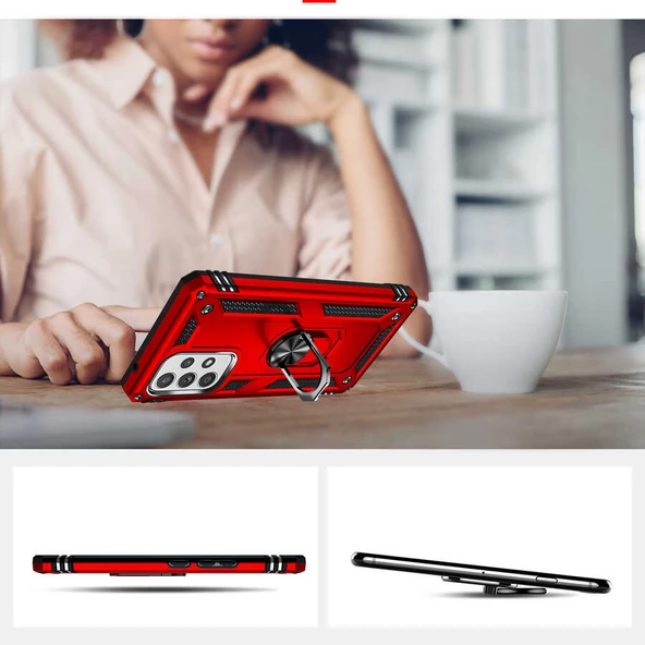 Samsung Galaxy A53 5G - Kılıf Yüzüklü Zırh Tank Vega Kapak - Resim 7