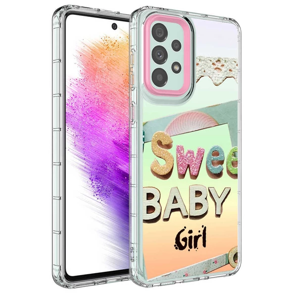 Samsung Galaxy A73 - Kılıf Kamera Korumalı Renkli Desenli Sert Silikon Korn Kapak