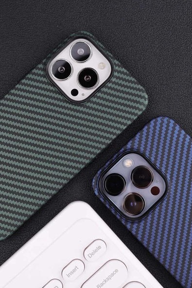 Apple iPhone 13 Pro Max - Kılıf Karbon Fiber Tasarımlı Karbono Kapak - 5