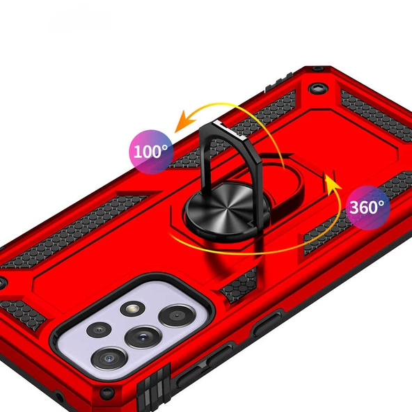 Samsung Galaxy A33 5G - Kılıf Yüzüklü Zırh Tank Vega Kapak - Resim 6