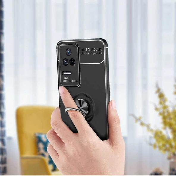 Xiaomi Poco F4 - Kılıf Yüzüklü Karbon Ravel Silikon Kapak - Resim 6