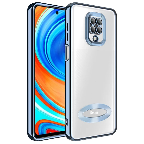 Xiaomi Redmi Note 9 Pro - Kılıf Kamera Korumalı Logo Gösteren Omega Kapak