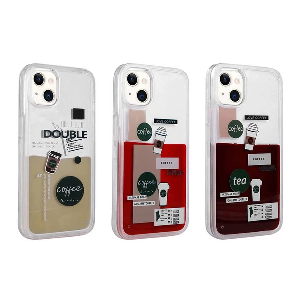 Apple iPhone 14 - Kılıf Desenli Sıvılı Drink Silikon Kapak - Resim 2