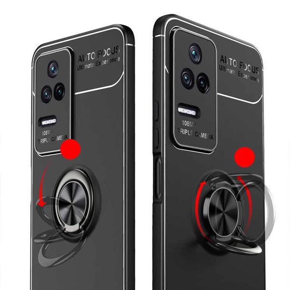 Xiaomi Poco F4 - Kılıf Yüzüklü Karbon Ravel Silikon Kapak - Resim 4