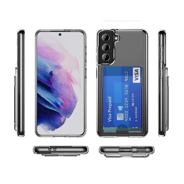 Samsung Galaxy S23 Plus - Kılıf Kartvizit Bölmeli Şeffaf Sert Ensa Kapak - Resim 3