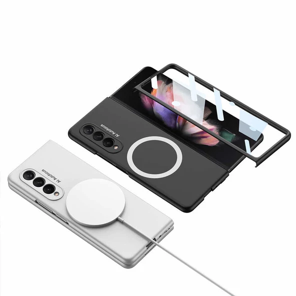 Samsung Galaxy Z Fold 3 - Kılıf Wireless Şarj Özellikli Kıpta Magsafe Kapak - Resim 5