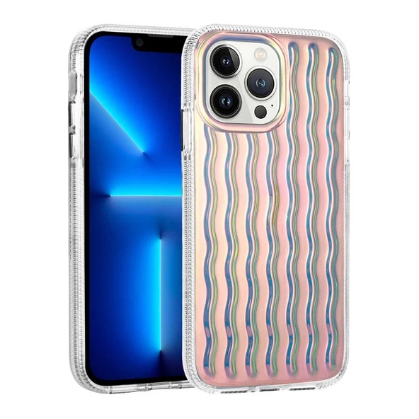 Apple iPhone 14 Pro Max - Kılıf Kabartmalı Dalga Tasarımlı Silikon İsmira Kapak ürün görseli