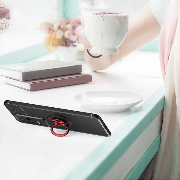 Xiaomi Poco F4 - Kılıf Yüzüklü Karbon Ravel Silikon Kapak - Resim 5