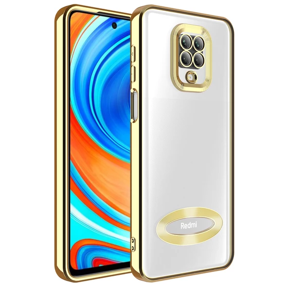 Xiaomi Redmi Note 9S - Kılıf Kamera Korumalı Logo Gösteren Omega Kapak