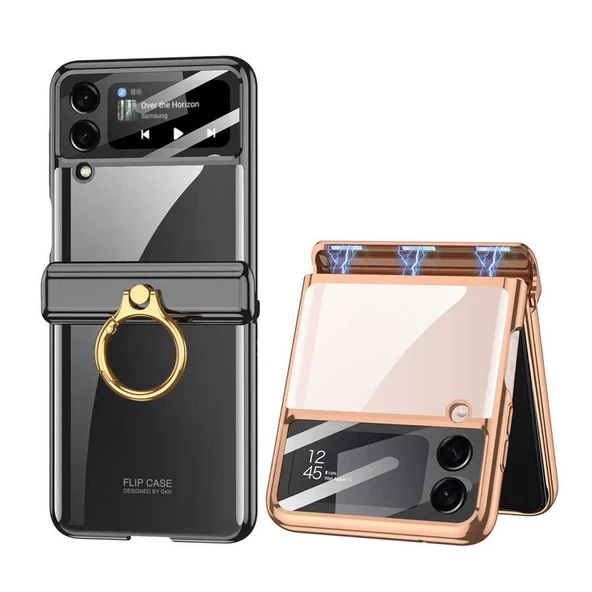 Samsung Galaxy Z Flip 4 - Kılıf Kıpta Yüzüklü Lens Korumalı Kapak - 5