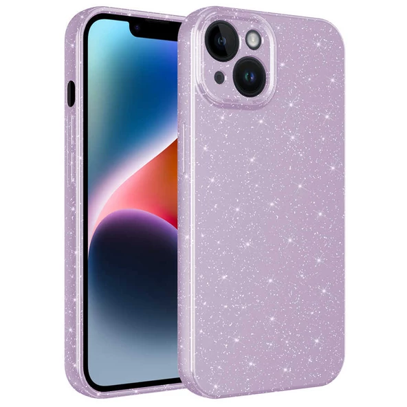 Apple iPhone 13 - Kılıf Kamera Korumalı Simli Lüks Koton Kapak