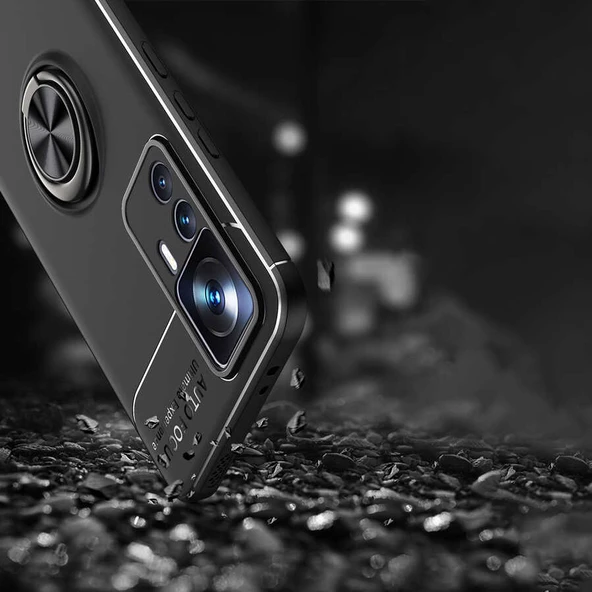 Xiaomi Mi 12T Pro - Kılıf Yüzüklü Karbon Ravel Silikon Kapak - Resim 3