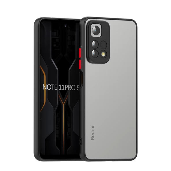 Xiaomi Redmi Note 11 Pro 5G - Kılıf Arkası Buzlu Renkli Düğmeli Hux Kapak