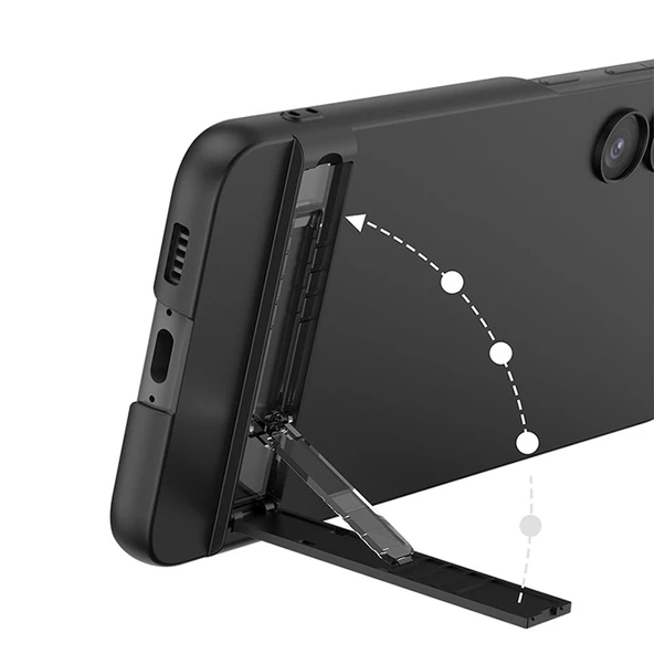Samsung Galaxy S23 - Kılıf Kamera Korumalı Dikey Standlı Ays Kapak - 2