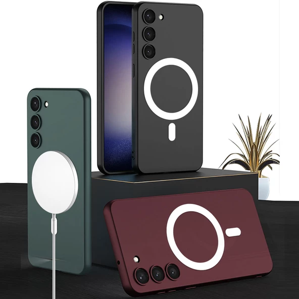 Samsung Galaxy S23 Plus - Kılıf Wireless Şarj Özellikli Kıpta Magsafe Silikon Kapak - Resim 2