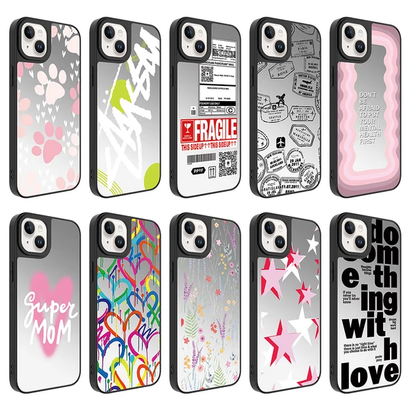 Apple iPhone 14 - Kılıf Aynalı Desenli Kamera Korumalı Parlak Mirror Kapak - Resim 2