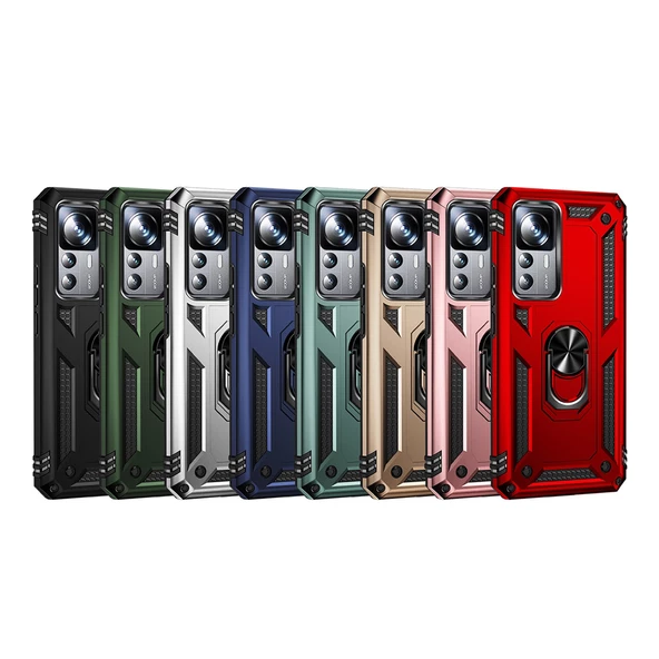 Xiaomi Mi 12T Pro - Kılıf Yüzüklü Zırh Tank Vega Kapak - Resim 3