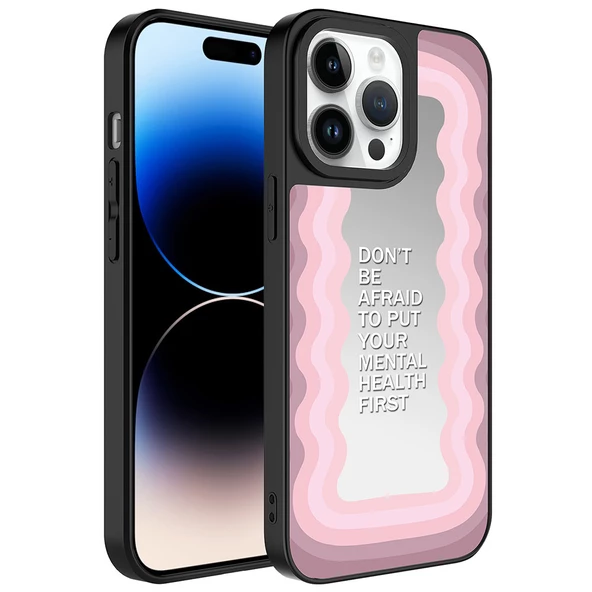 Apple iPhone 14 Pro - Kılıf Aynalı Desenli Kamera Korumalı Parlak Mirror Kapak ürün görseli 1