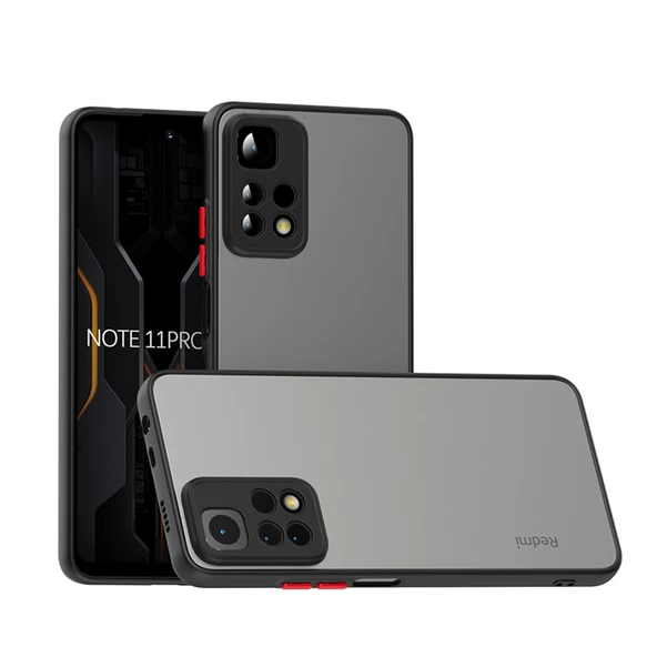 Xiaomi Redmi Note 11 Pro 5G - Kılıf Arkası Buzlu Renkli Düğmeli Hux Kapak - 6
