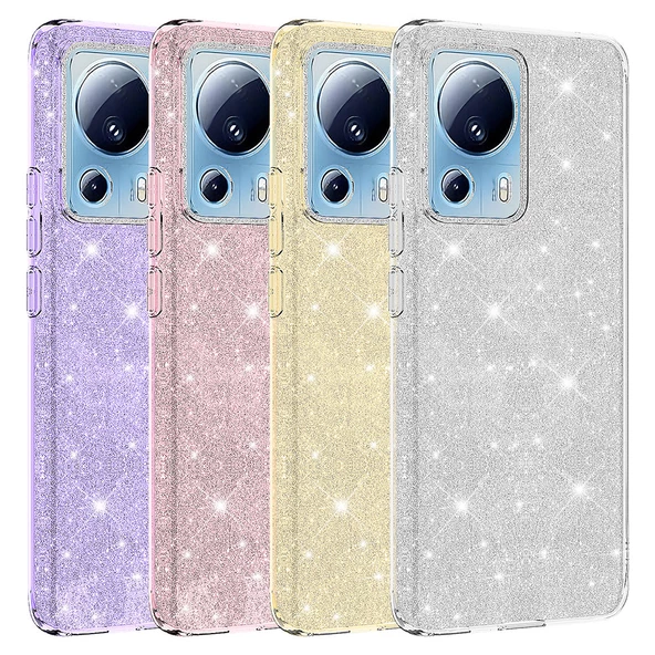 Xiaomi Mi 13 Lite - Kılıf Simli Koruyucu Shining Silikon - Resim 2