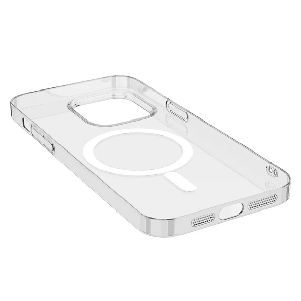 Apple iPhone 14 Pro Max - Kılıf Wireless Şarj Özellikli Şeffaf Tek Kamera Çerçeveli Porto Kapak - 2