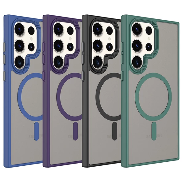 Samsung Galaxy S23 Ultra - Kılıf Mat Arka Yüzey Wireless Şarj Özellikli Flet Magsafe Kapak - Resim 2