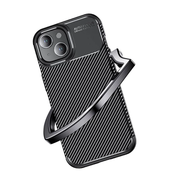 Apple iPhone 15 - Kılıf Auto Focus Karbon Negro Silikon Kapak - Resim 2