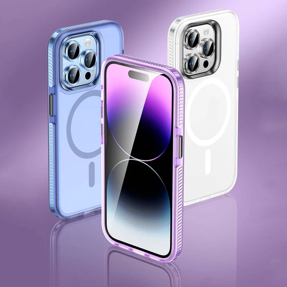 Apple iPhone 15 Pro Max - Kılıf Airbagli Magsafe Wireless Şarj Özellikli Lens Koruyuculu Klaptika Kapak - Resim 5