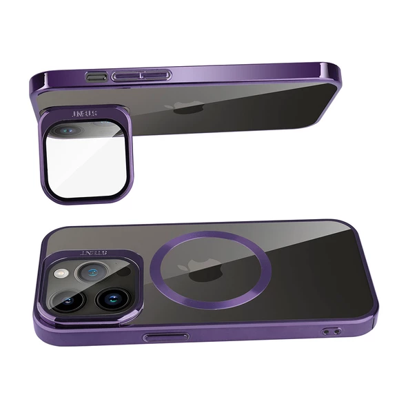 Apple iPhone 14 Pro Max - Kılıf Magsafe Şarj Özellikli Standlı Klon Kapak - Resim 2