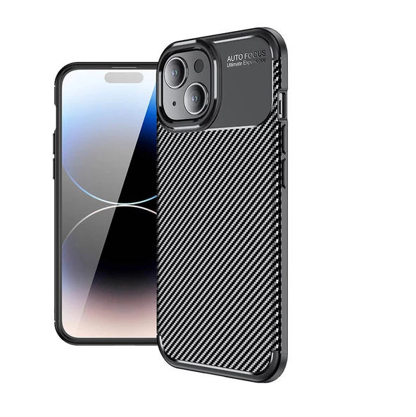 Apple iPhone 15 - Kılıf Auto Focus Karbon Negro Silikon Kapak ürün görseli