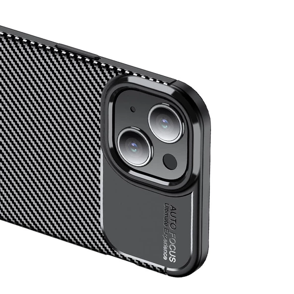 Apple iPhone 15 - Kılıf Auto Focus Karbon Negro Silikon Kapak - Resim 6