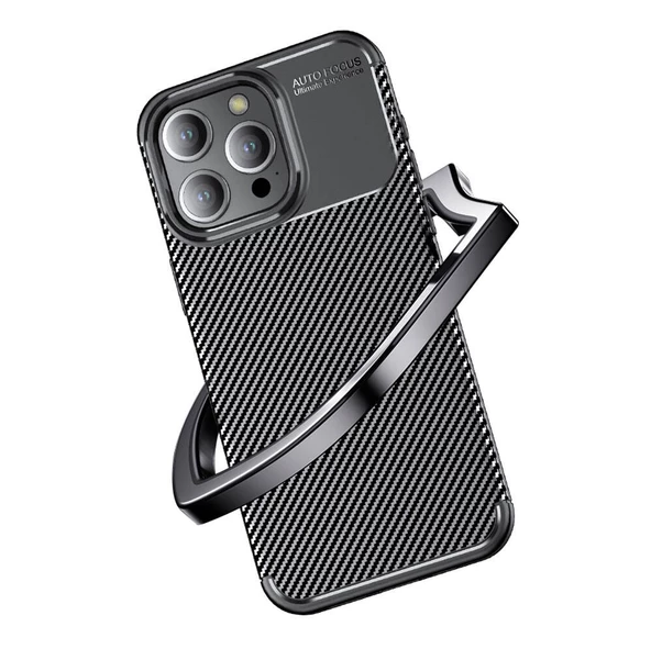 Apple iPhone 15 Pro Max - Kılıf Auto Focus Karbon Negro Silikon Kapak - Resim 4