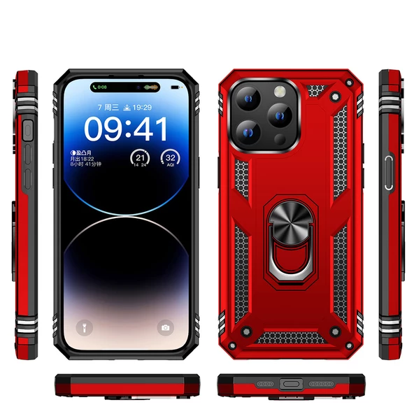 Apple iPhone 15 Pro Max - Kılıf Yüzüklü Zırh Tank Vega Kapak - Resim 3