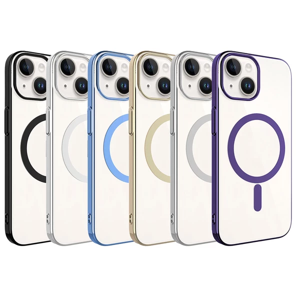 Apple iPhone 15 Plus - Kılıf Wireless Şarj Özellikli Pixel Magsafe Kapak - Resim 2