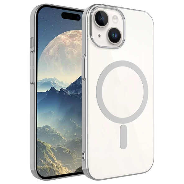 Apple iPhone 15 Plus - Kılıf Wireless Şarj Özellikli Pixel Magsafe Kapak