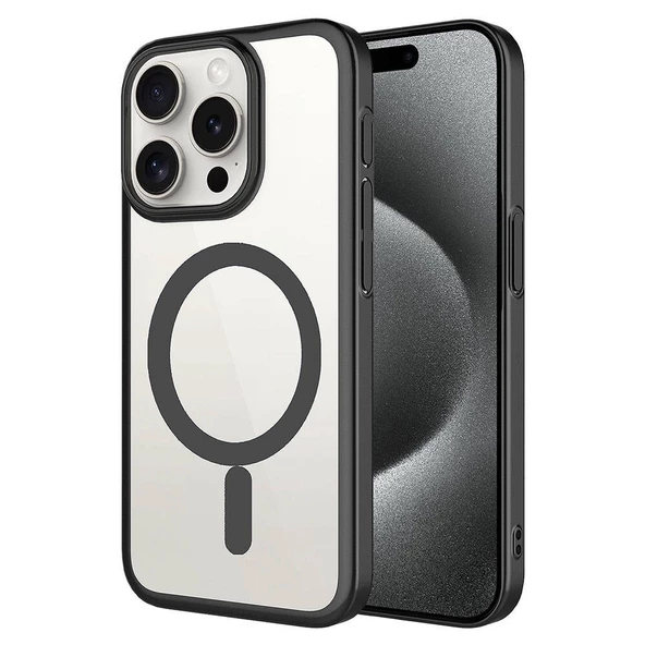 Apple iPhone 15 Pro Max - Kılıf Wireless Şarj Özellikli Sert PC Mat Riksos Magsafe Kapak ürün görseli