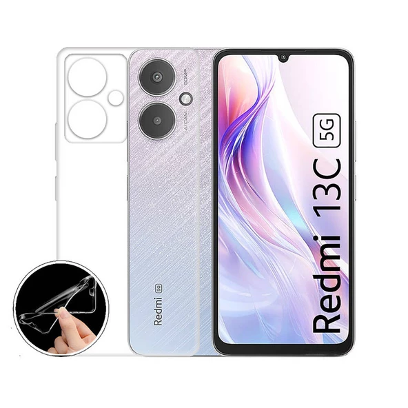 Xiaomi Redmi 13C - Kılıf Şeffaf Soft Slim Fitt Süper Silikon Kapak - Resim 2