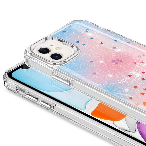 Apple iPhone 11 - Kılıf Simli Desenli Parlak Task Kapak - Resim 2