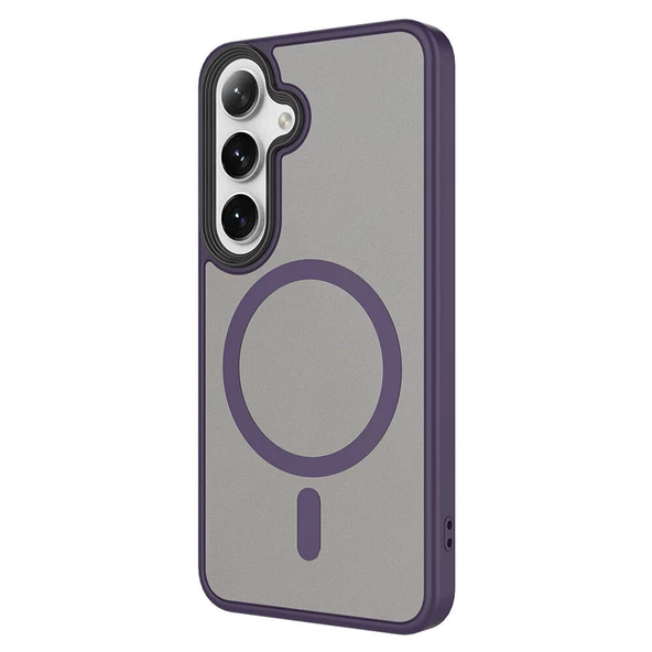 Samsung Galaxy S24 Plus - Kılıf Sert PC Arka Yüzey Wireless Şarj Özellikli Flet Magsafe Kapakv - Resim 3