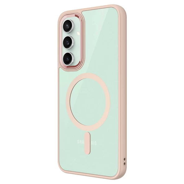 Samsung Galaxy S23 FE - Kılıf Wireless Şarj Özellikli Krom Magsafe Silikon Kapak - Resim 4