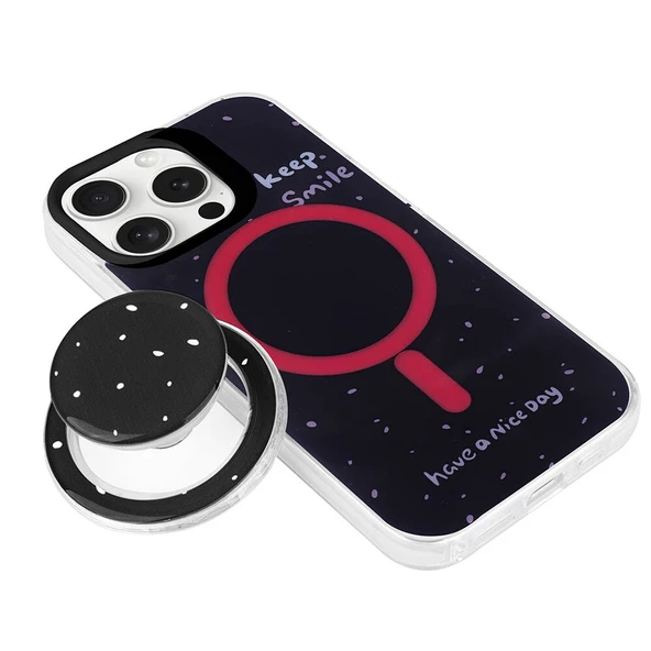 Apple iPhone 15 Pro - Kılıf Magsafe Şarj Özellikli Tak-Çıkar Pop Soketli Tiktok Kapak - Resim 3