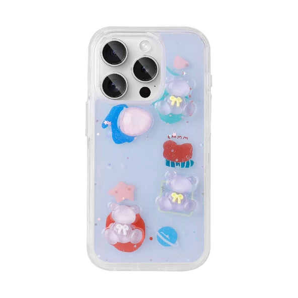 Apple iPhone 15 Pro Max - Kılıf Kabartma Figürlü Parlak Minimini Silikon Kapak - Resim 4