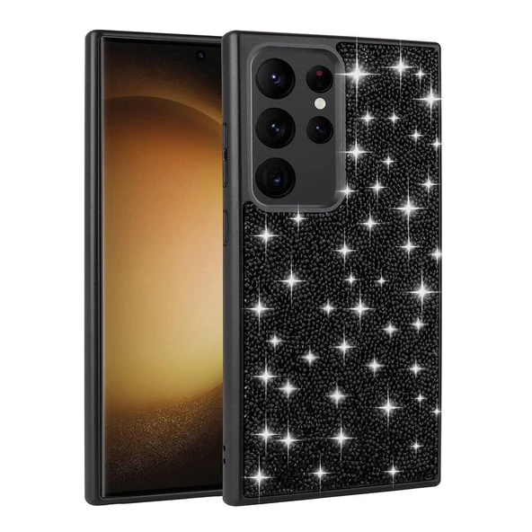 Samsung Galaxy S24 Ultra - Kılıf Parlak Taşlı Tasarım Pırlanta Kapak - Resim 3