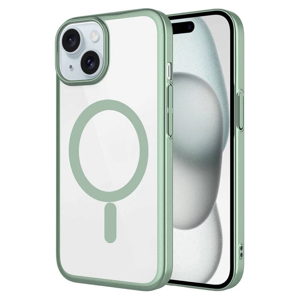 Apple iPhone 15 Plus - Kılıf Wireless Şarj Özellikli Sert PC Mat Riksos Magsafe Kapak ürün görseli