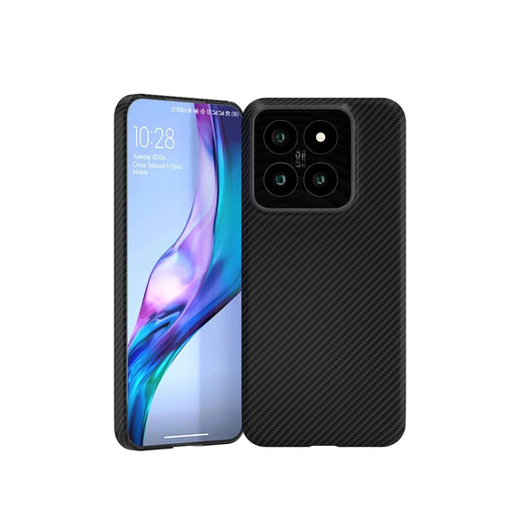 Xiaomi Mi 14 - Kılıf Magsafe Şarj Özellikli 600D Kevlar Krek Karbon Kapak ürün görseli