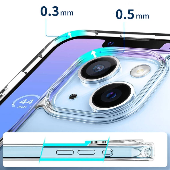 Apple iPhone 15 Plus - Kılıf Magsafe Şarj Özellikli Şeffaf Sert PC Embos Kapak - Resim 3