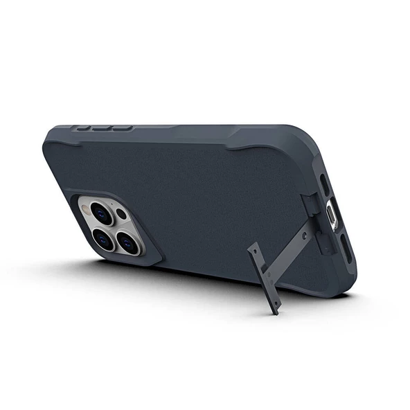 Apple iPhone 15 Pro Max - Kılıf Airbag Kenarlı T-Max Mat Standlı Kapak - Resim 3