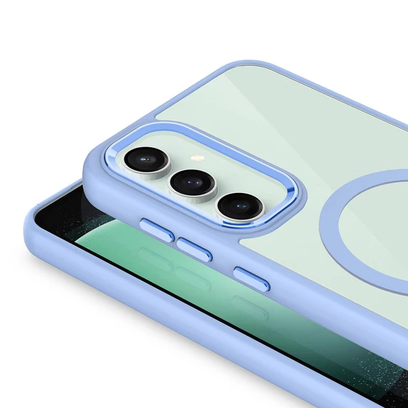 Samsung Galaxy S23 FE - Kılıf Wireless Şarj Özellikli Krom Magsafe Silikon Kapak - Resim 6