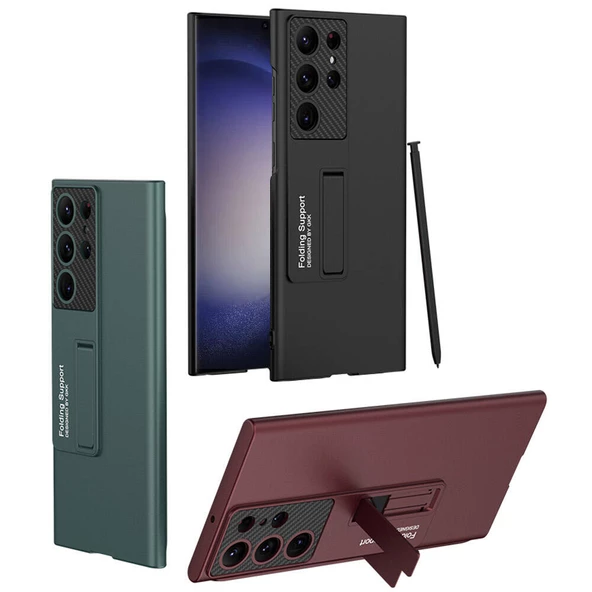 Samsung Galaxy S24 Ultra - Kılıf Koruyucu Sert Standlı Ays Kapak - Resim 2